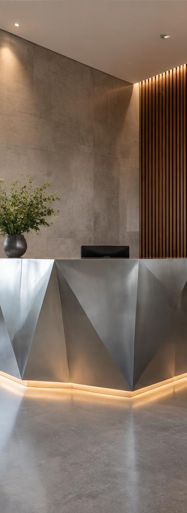 Custom folded-metal reception counter