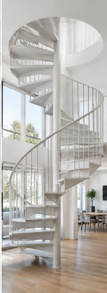 Painted-steel spiral staircase